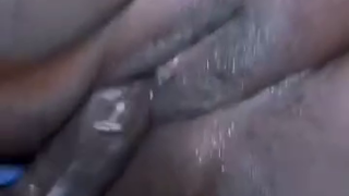 Kampala Porn:  Sexy Ugandan Babe getting all watery for Daddies Dick